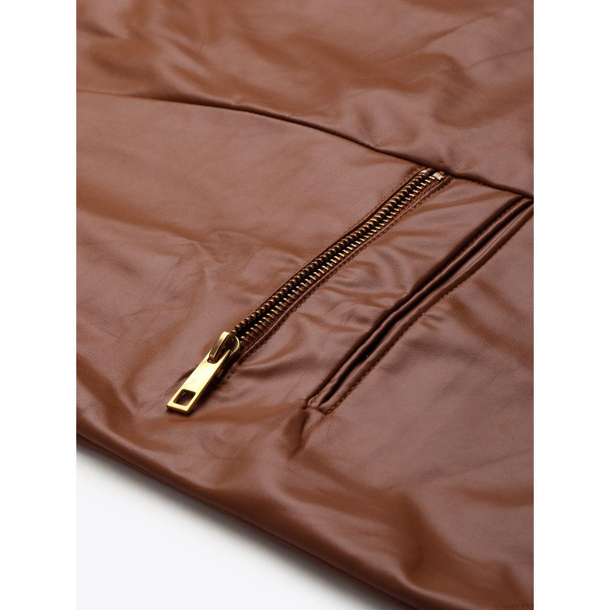 Leather Look Zipper Closure Biker Jacket-women-winterwear-coatsandjackets-jackets-image-6