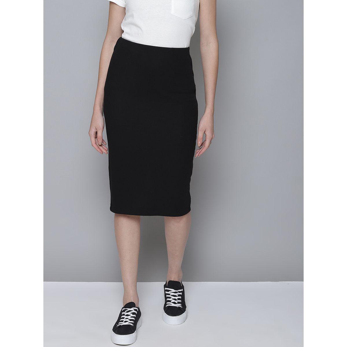 تنورة مضلعة بشق جانبي ساسافراس × ستايلي-women-clothing-bottoms-skirts-image-1