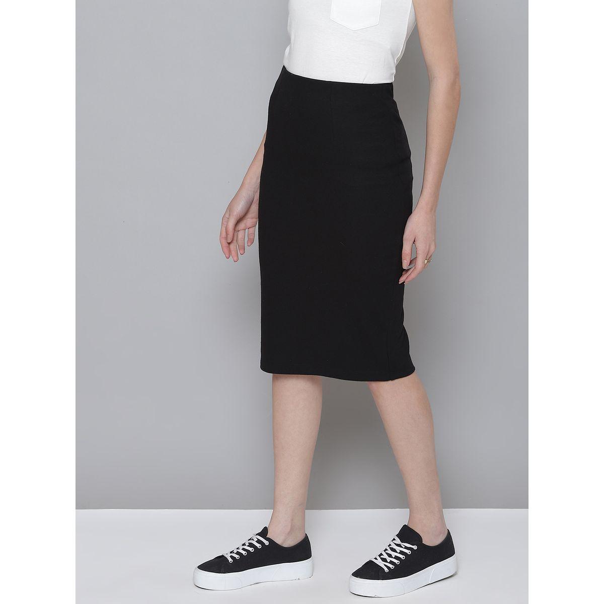 تنورة مضلعة بشق جانبي ساسافراس × ستايلي-women-clothing-bottoms-skirts-image-2