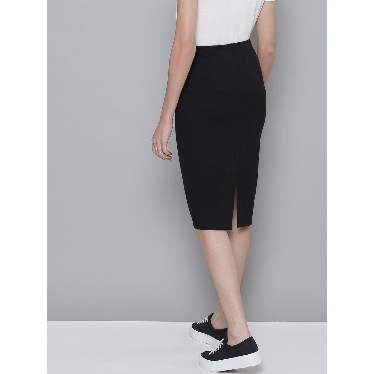 تنورة مضلعة بشق جانبي ساسافراس × ستايلي-women-clothing-bottoms-skirts-image-3