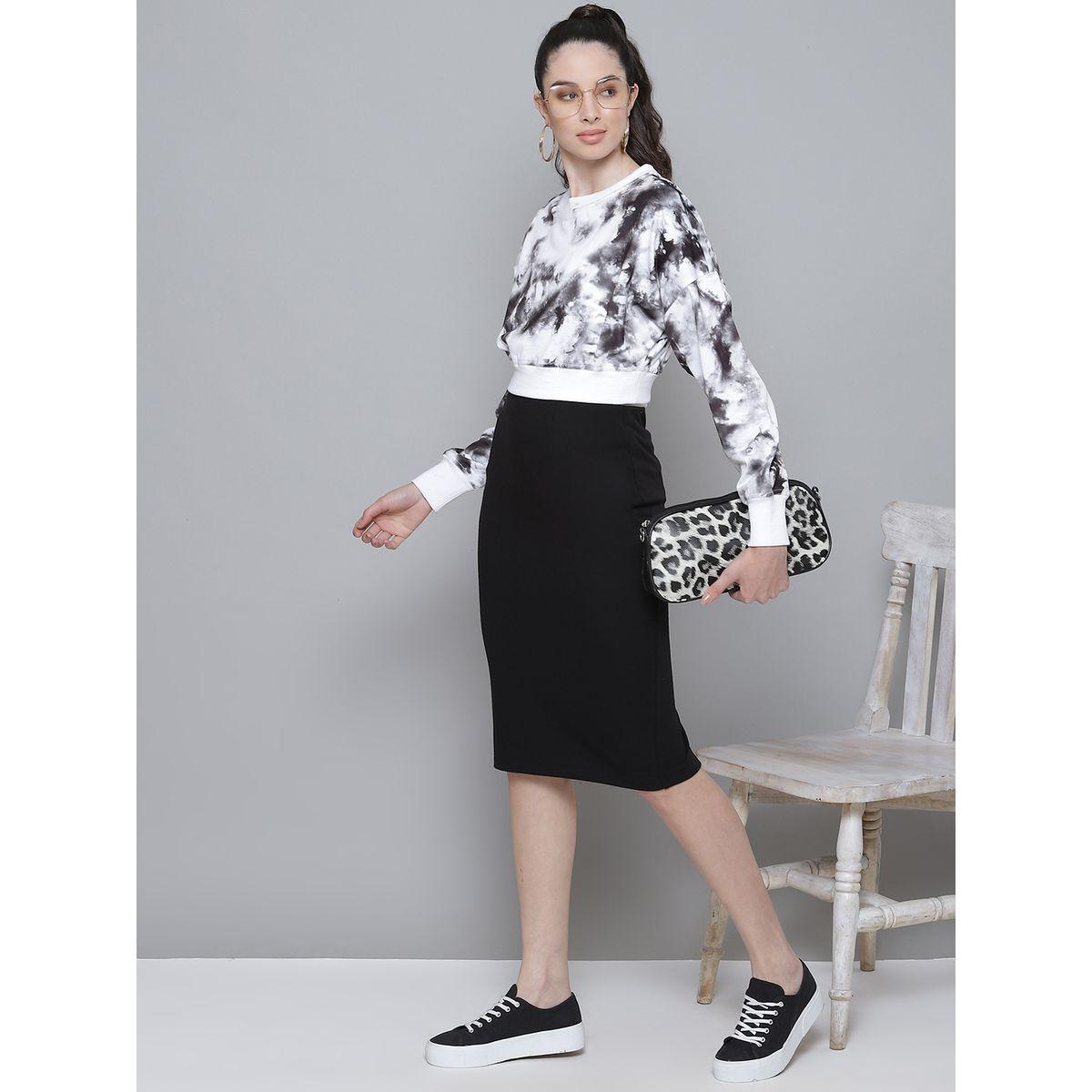 تنورة مضلعة بشق جانبي ساسافراس × ستايلي-women-clothing-bottoms-skirts-image-4