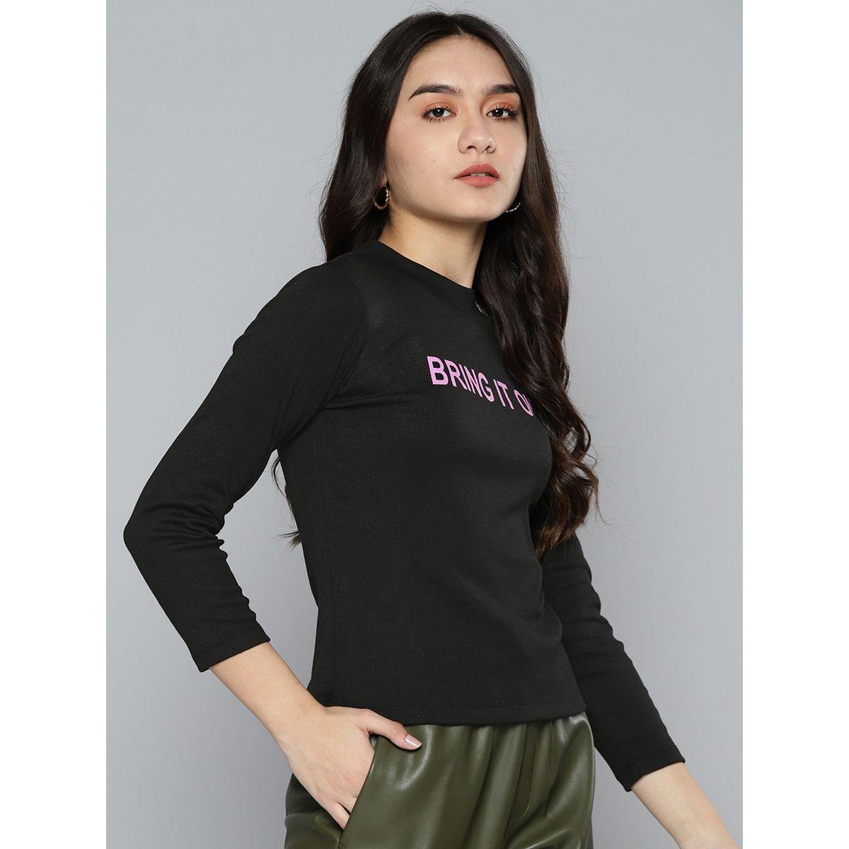 Sassafras X Styli Slogan Print High Neck Rib Knit Top-women-clothing-shirtsandblouses-blouses-image-3