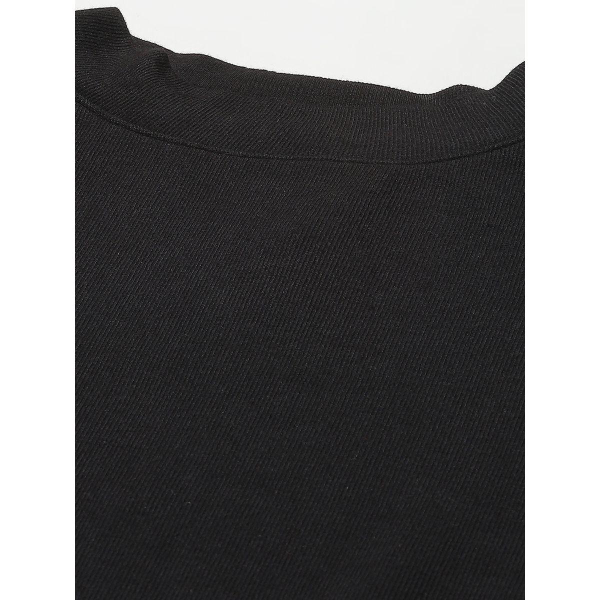 Sassafras X Styli High Neck Rib Knit Top with 3/4 Sleeve-women-clothing-shirtsandblouses-blouses-image-2