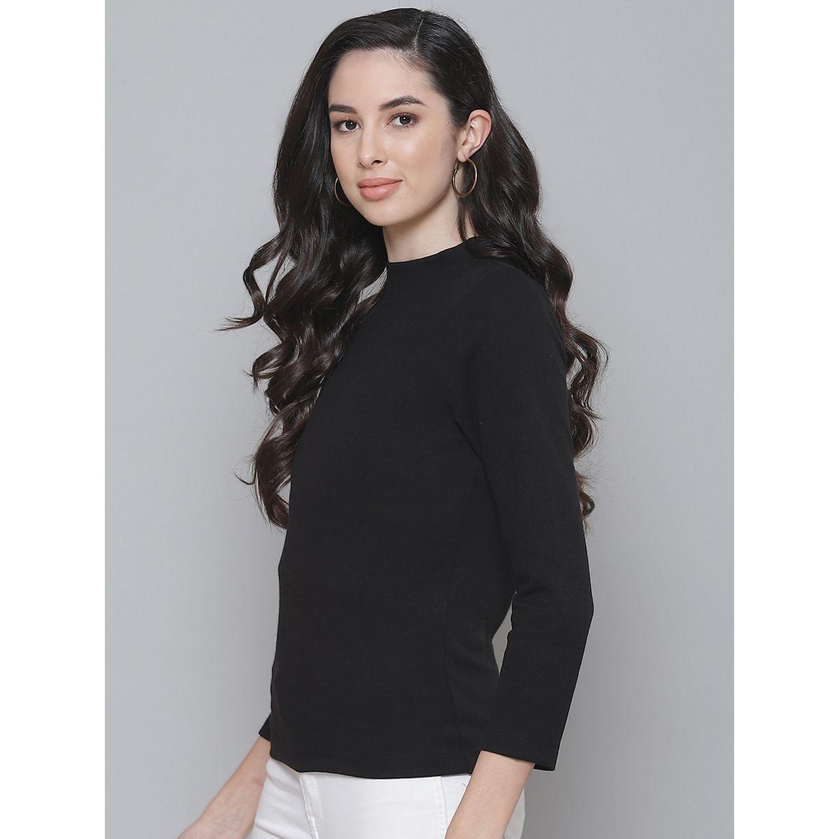Sassafras X Styli High Neck Rib Knit Top with 3/4 Sleeve-women-clothing-shirtsandblouses-blouses-image-3