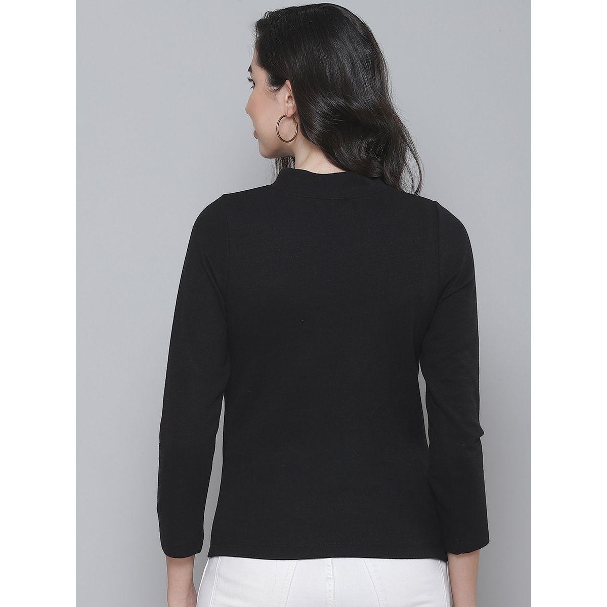 Sassafras X Styli High Neck Rib Knit Top with 3/4 Sleeve-women-clothing-shirtsandblouses-blouses-image-4