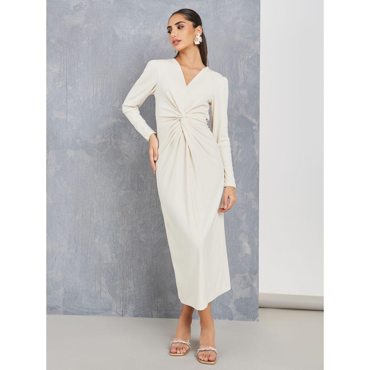 فستان ميدي مزين بعقدة-women-clothing-dresses-image-1