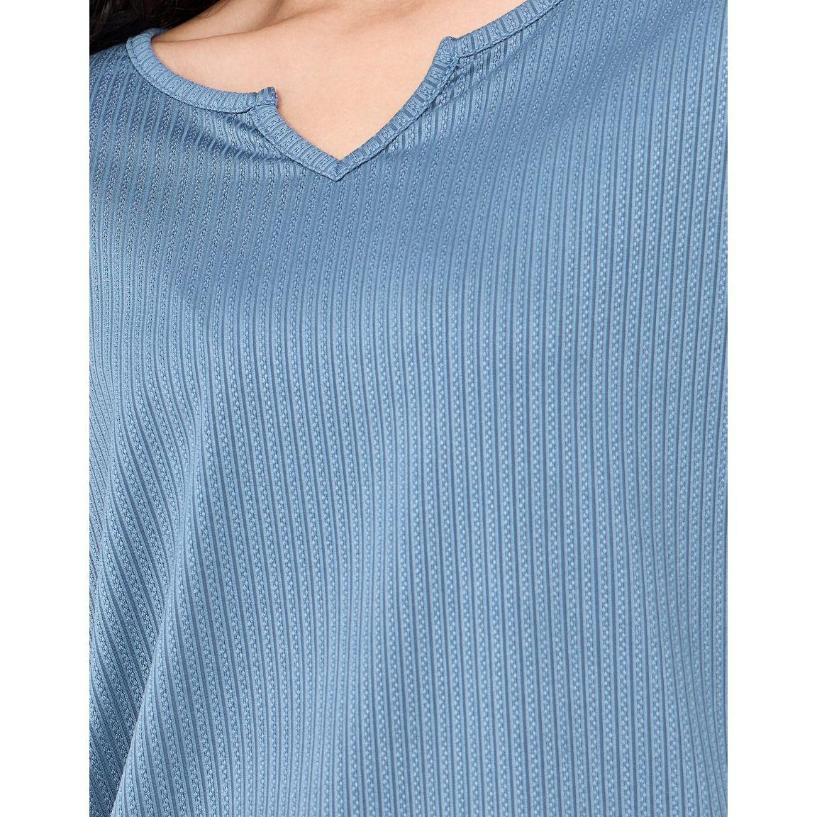Styli Unwind Rib Notch Neck Lace Trim Lettuce Hem Top & Pyjama Set-women-clothing-nightwear-pyjamas-longsets-image-4