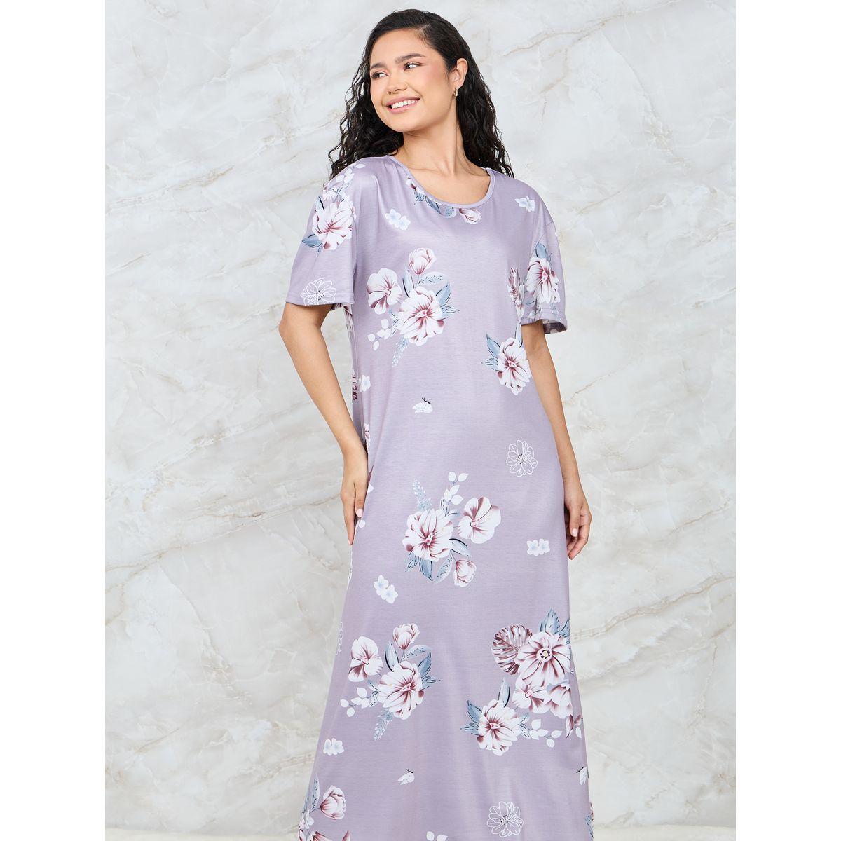 Styli Unwind All Over Floral Print Sleep T-Shirt Dress-women-clothing-nightwear-nighties-image-2