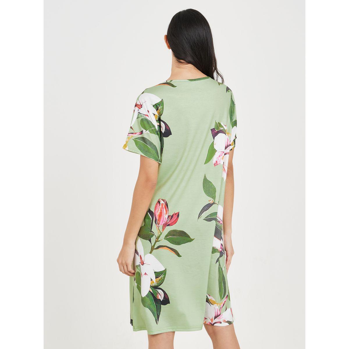 Styli Unwind Floral AOP Knee Length Sleep Dress-women-clothing-nightwear-nighties-image-4