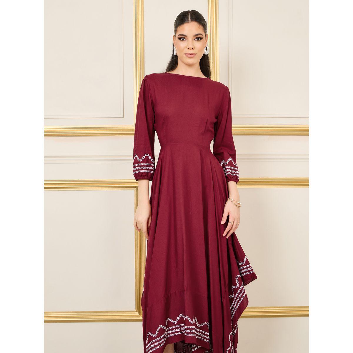 فستان ميدي بحافة واسعة وتفاصيل مُطرّزة-women-clothing-dresses-image-2