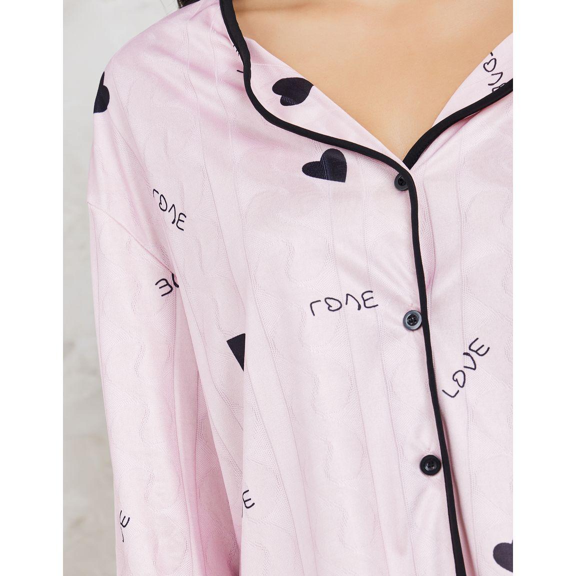 Styli Unwind Heart Print Button Through Shirt & Pyjama Set-women-clothing-nightwear-pyjamas-longsets-image-3