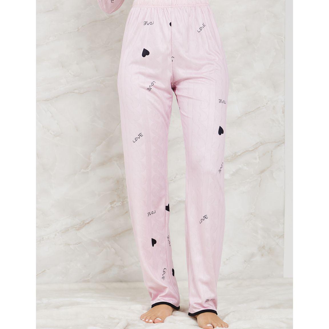 Styli Unwind Heart Print Button Through Shirt & Pyjama Set-women-clothing-nightwear-pyjamas-longsets-image-5