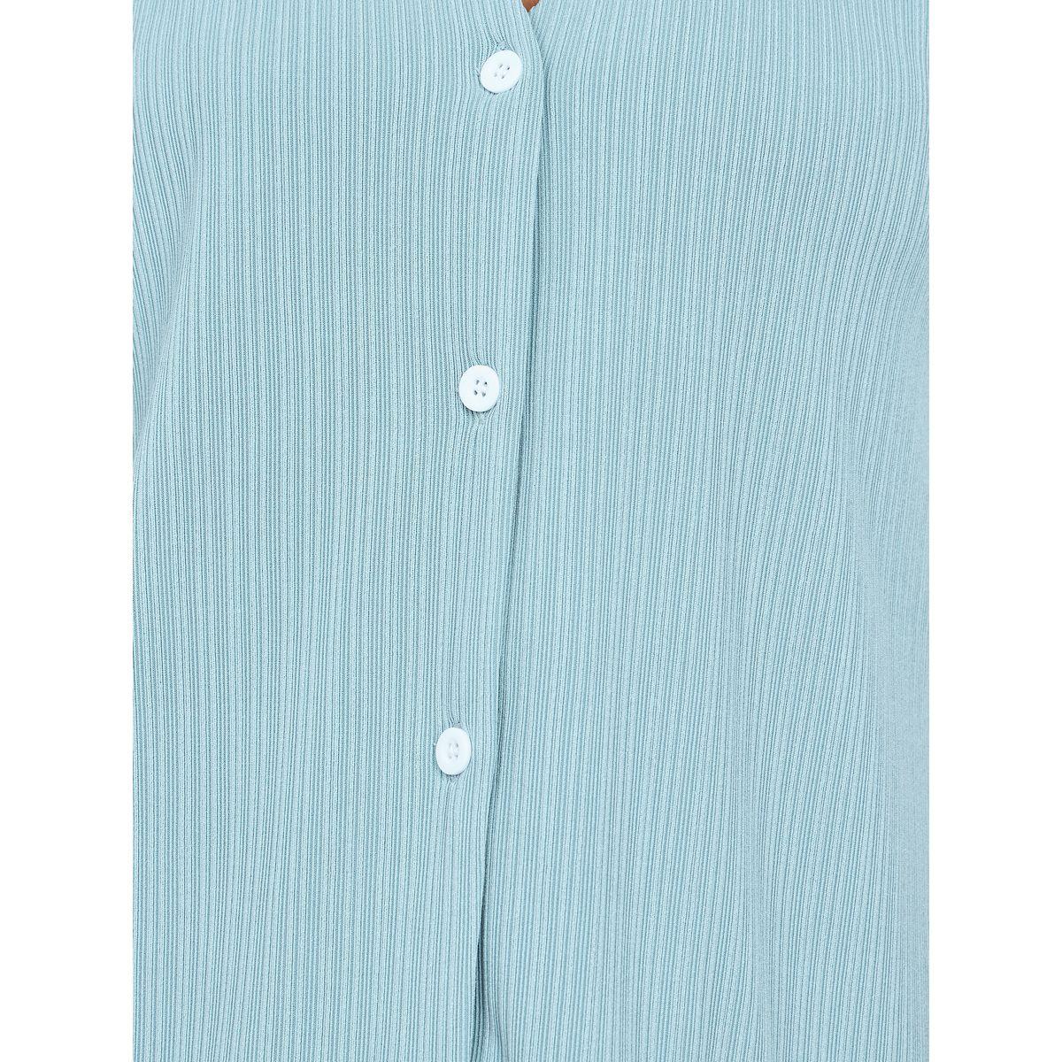 Styli Unwind Rib Button Through V Neck Lettuce Hem Shirt & Pyjama Set-women-clothing-nightwear-pyjamas-longsets-image-4