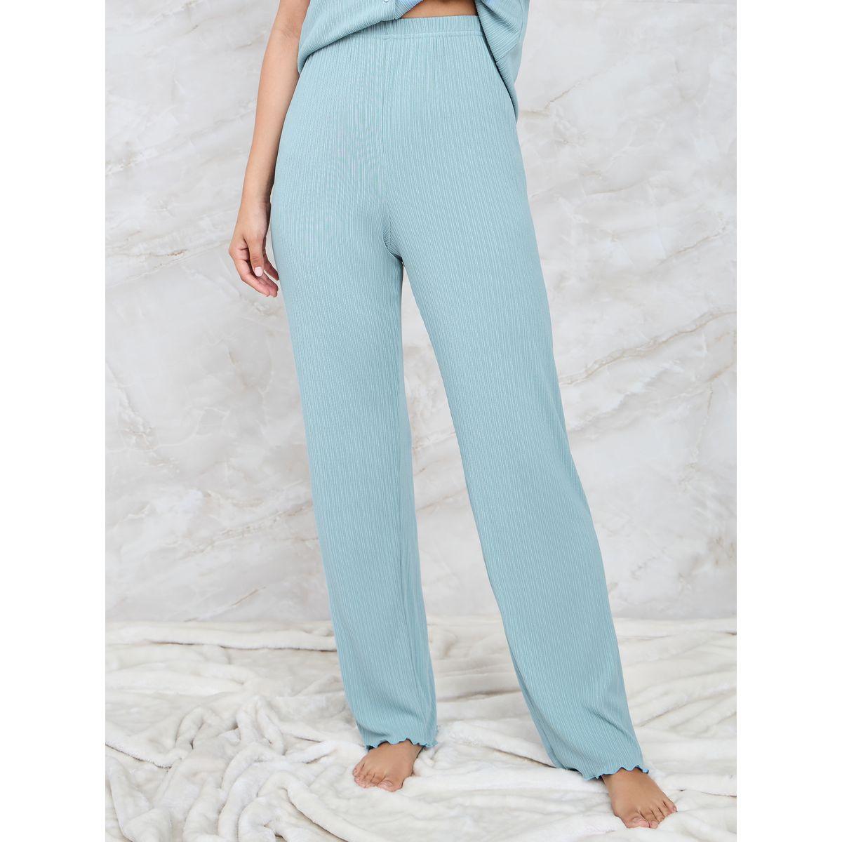 Styli Unwind Rib Button Through V Neck Lettuce Hem Shirt & Pyjama Set-women-clothing-nightwear-pyjamas-longsets-image-6