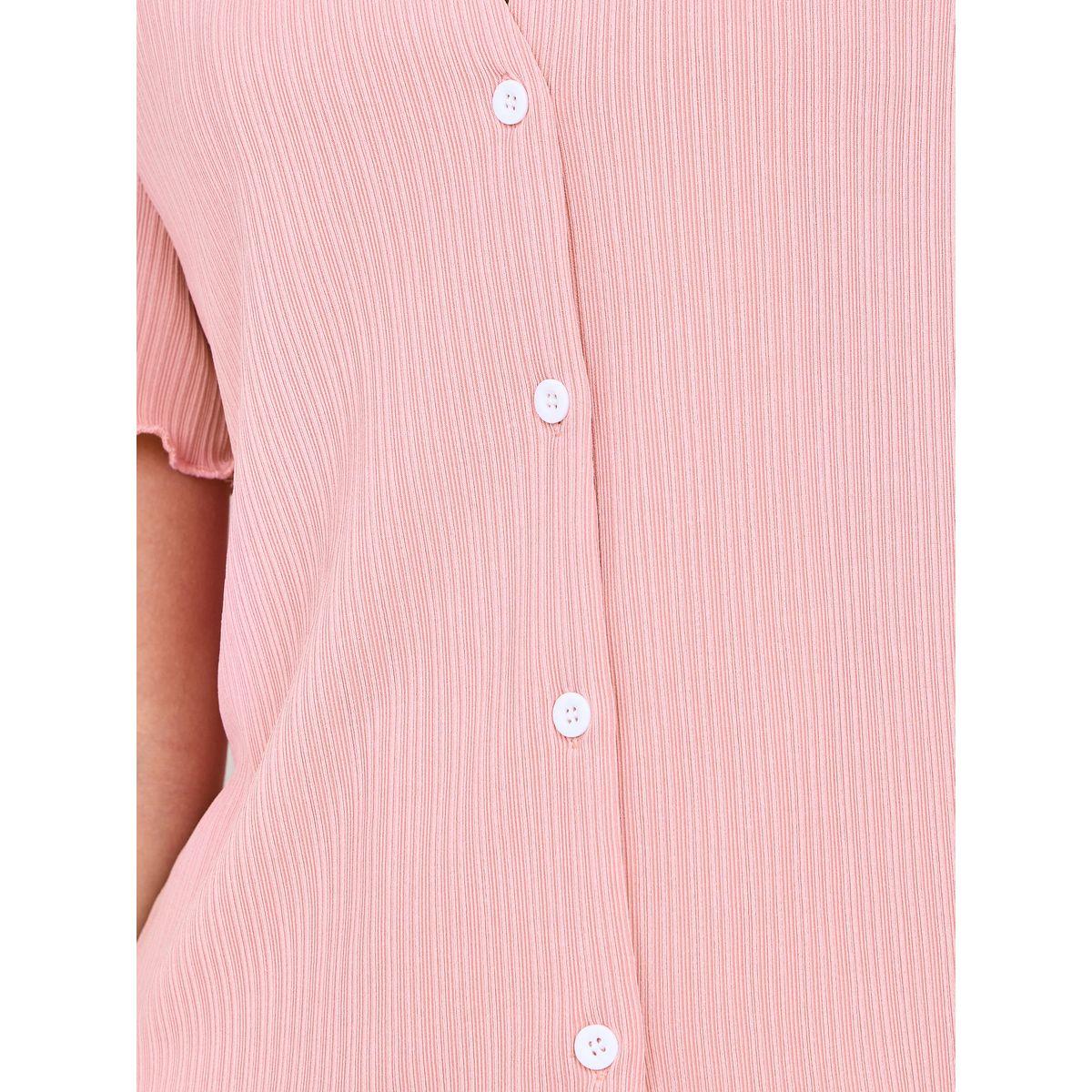 Styli Unwind Rib Button Through V Neck Lettuce Hem Shirt & Pyjama Set-women-clothing-nightwear-pyjamas-longsets-image-4