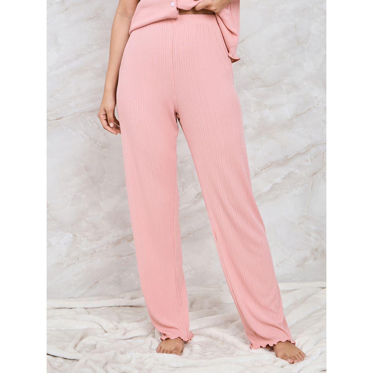 Styli Unwind Rib Button Through V Neck Lettuce Hem Shirt & Pyjama Set-women-clothing-nightwear-pyjamas-longsets-image-6