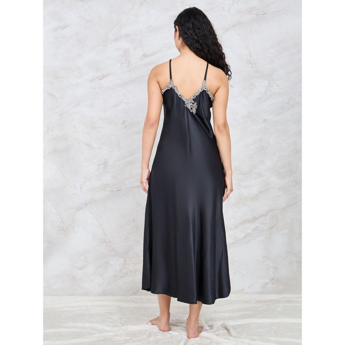 Styli Unwind Pack of 2 - Embroidered Trim Maxi Slip Dress & Robe-women-clothing-nightwear-robes-image-2