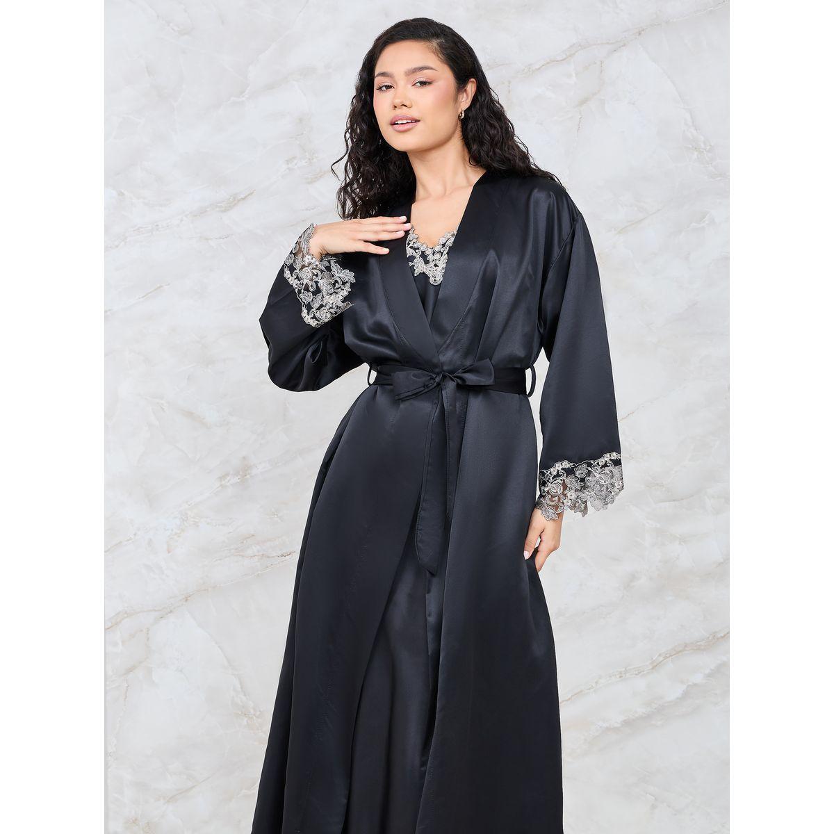 Styli Unwind Pack of 2 - Embroidered Trim Maxi Slip Dress & Robe-women-clothing-nightwear-robes-image-4