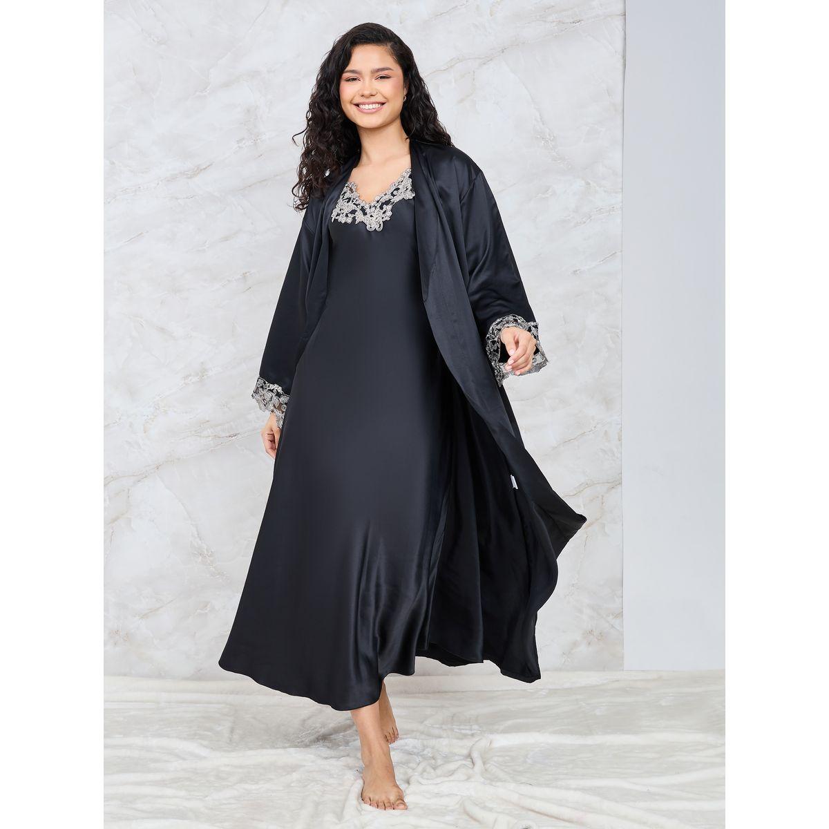 Styli Unwind Pack of 2 - Embroidered Trim Maxi Slip Dress & Robe-women-clothing-nightwear-robes-image-7
