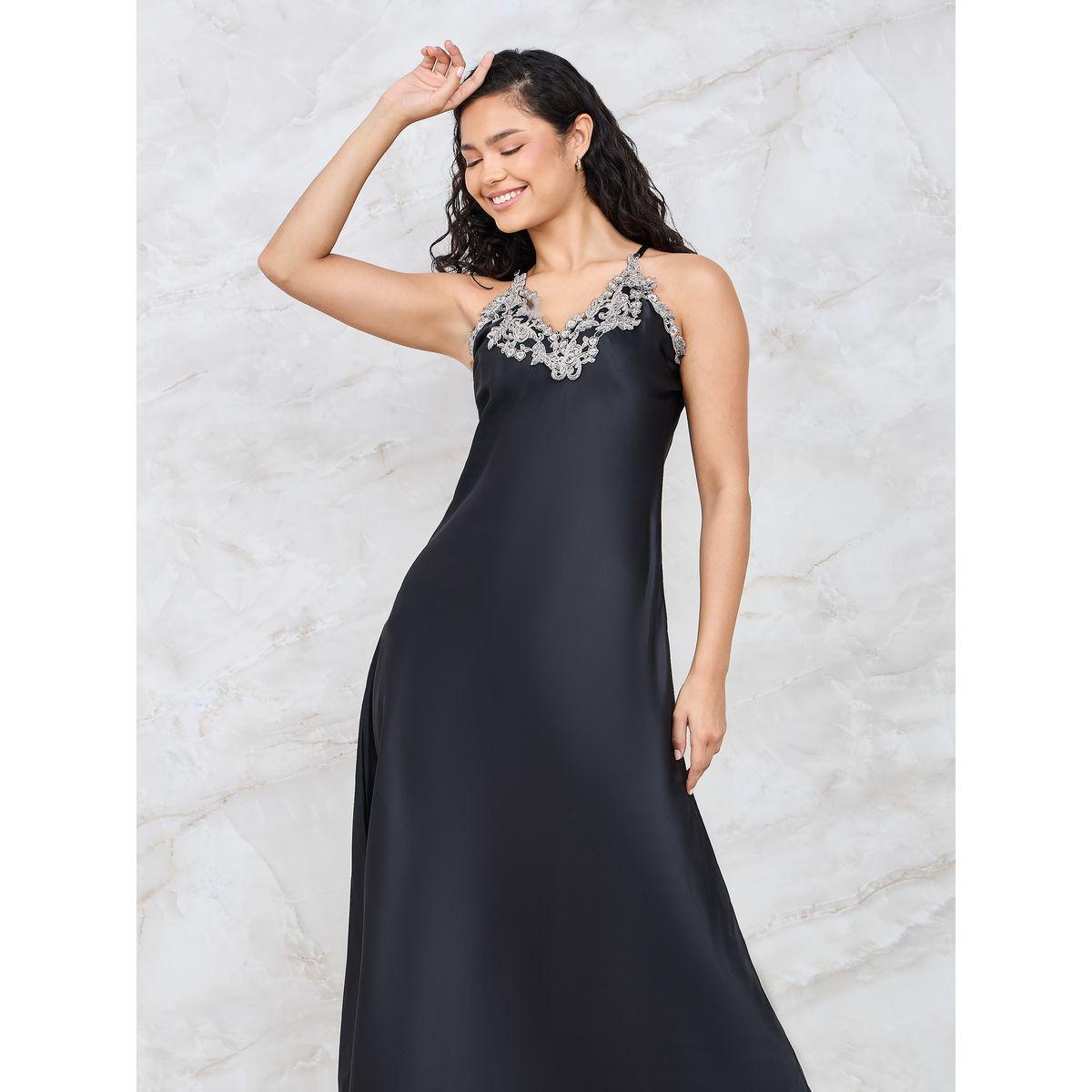 Styli Unwind Pack of 2 - Embroidered Trim Maxi Slip Dress & Robe-women-clothing-nightwear-robes-image-9