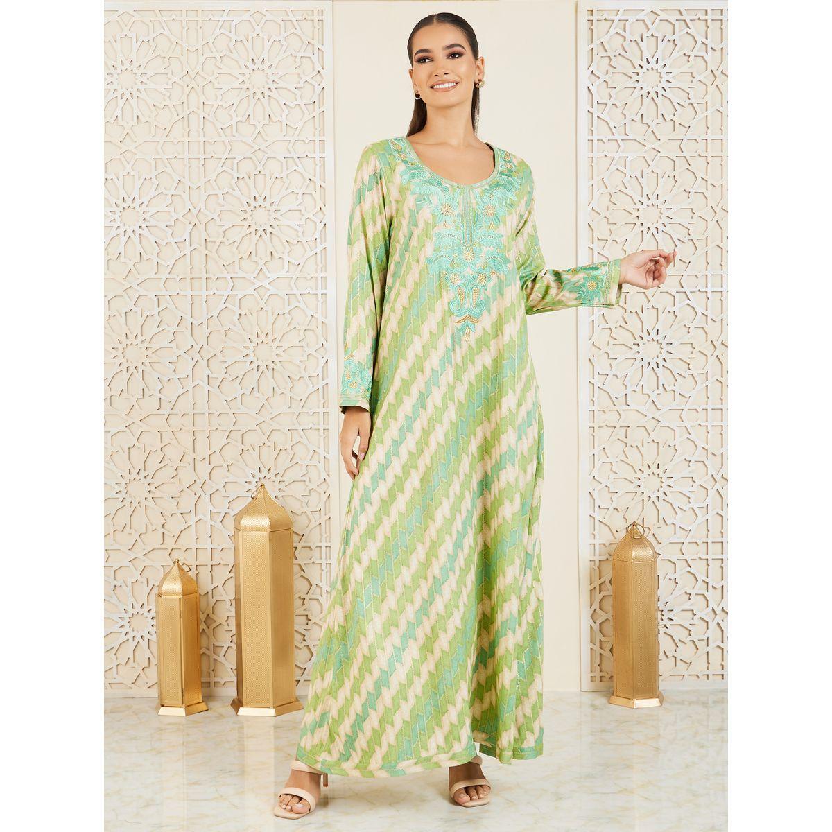 Styli Embroidered Colorblock Jalabiya-women-arabicclothing-jalabiyas-image-1