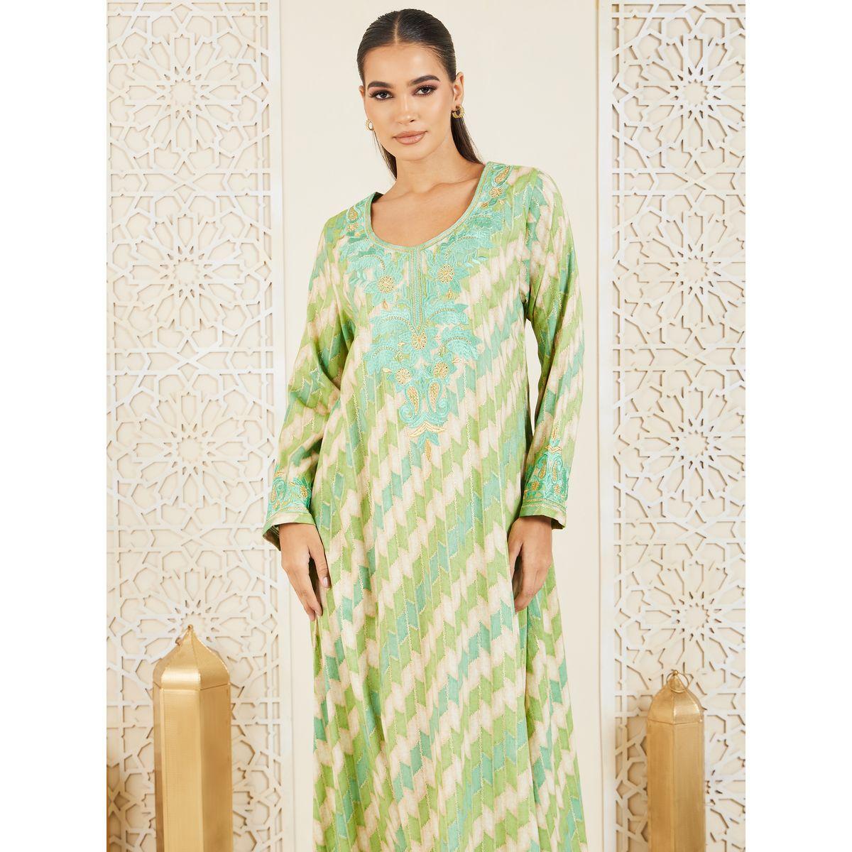 Styli Embroidered Colorblock Jalabiya-women-arabicclothing-jalabiyas-image-2