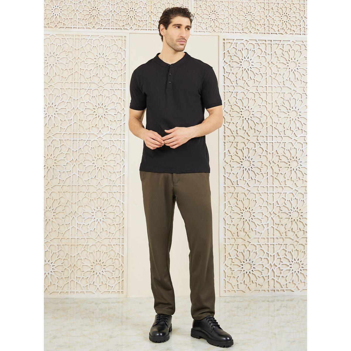 Styli Solid Compact Jersey Pure Cotton Henley T-Shirt-men-clothing-tshirtsandpolos-tshirts-image-2