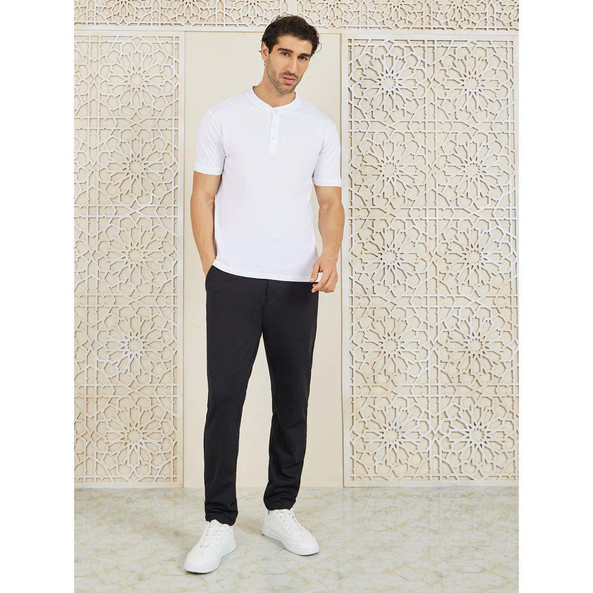 تيشيرت قطن سادة مع ياقة بأزرار-men-clothing-tshirtsandpolos-tshirts-image-2