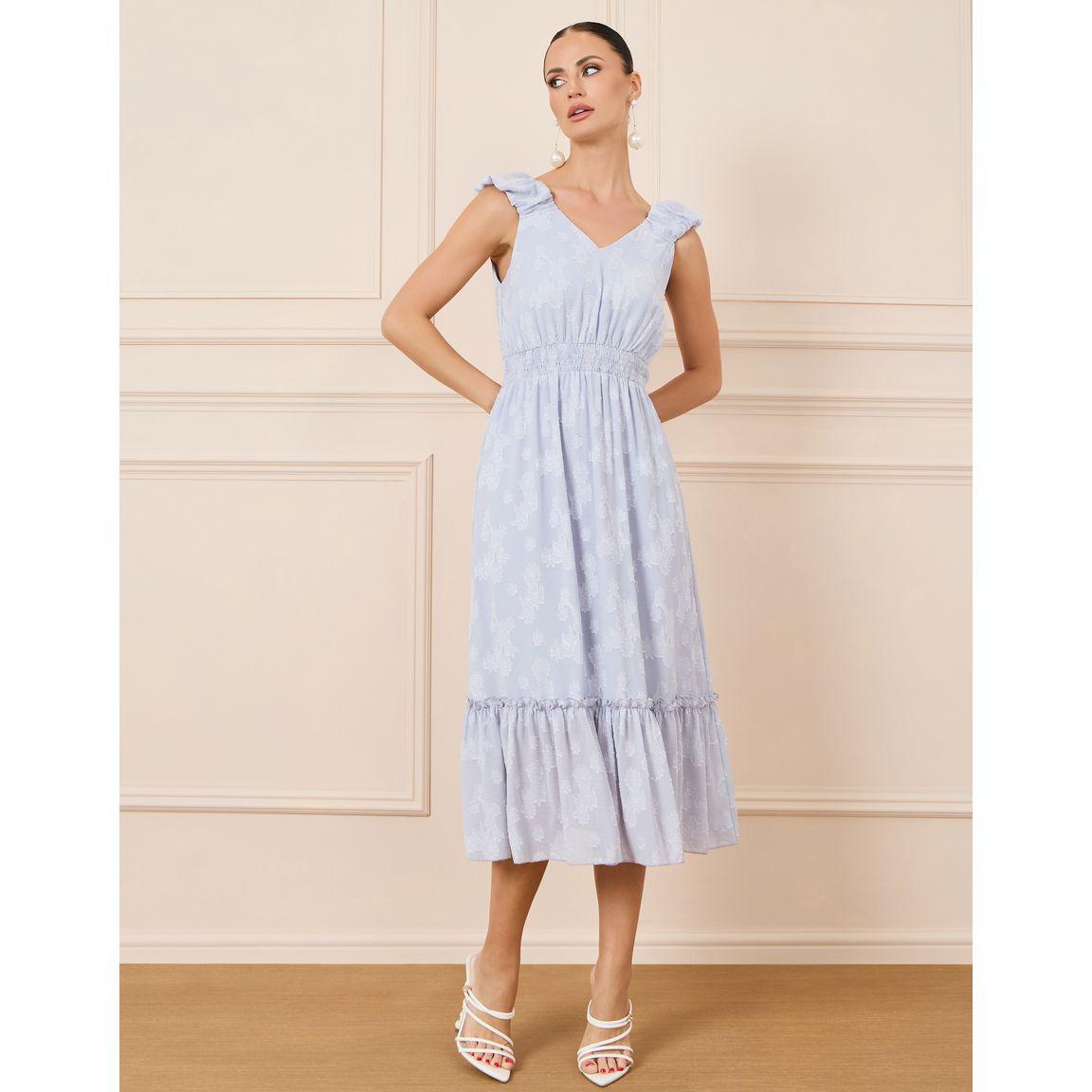 فستان ميدي بتفاصيل مزمومة وكشكش-women-clothing-dresses-image-1