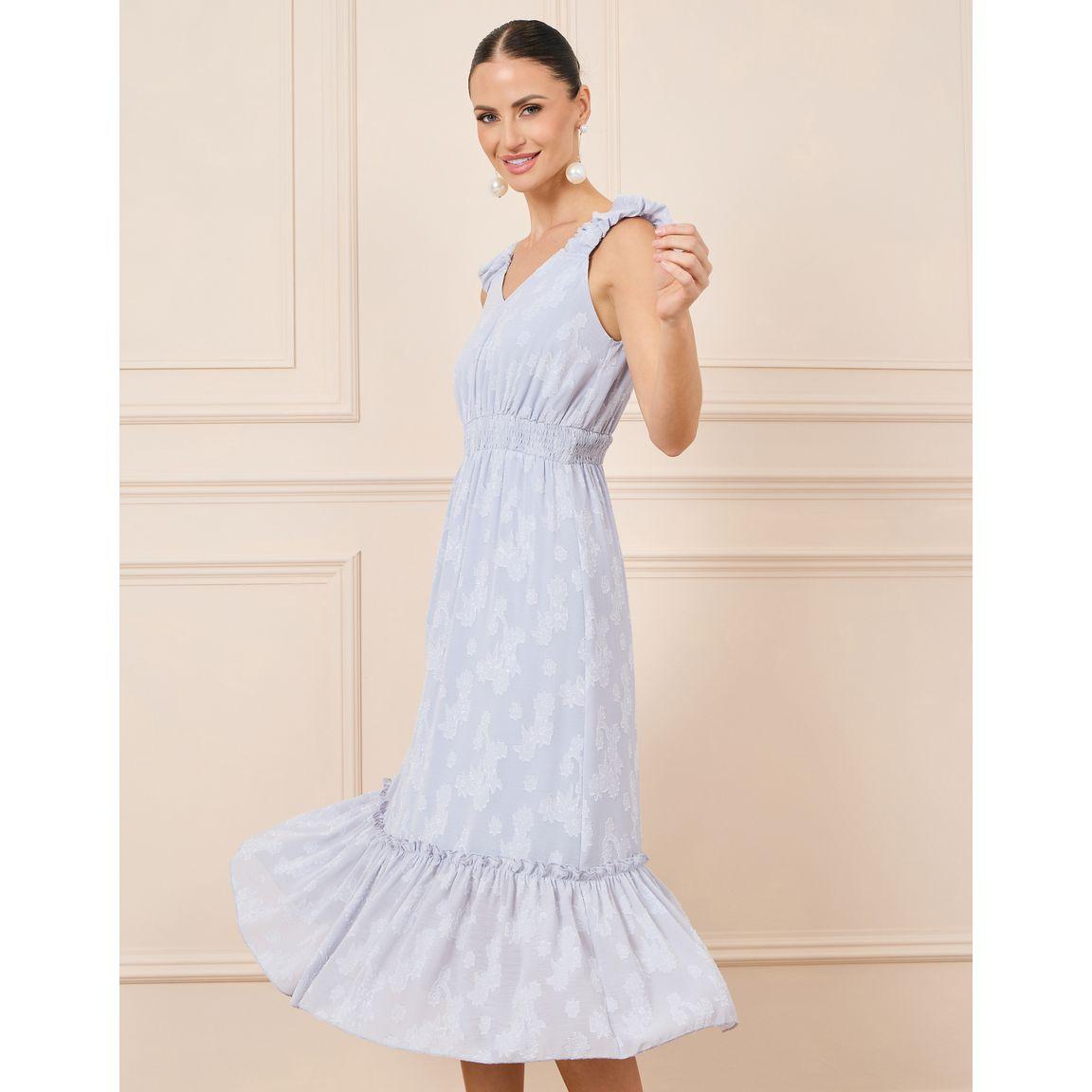 فستان ميدي بتفاصيل مزمومة وكشكش-women-clothing-dresses-image-2