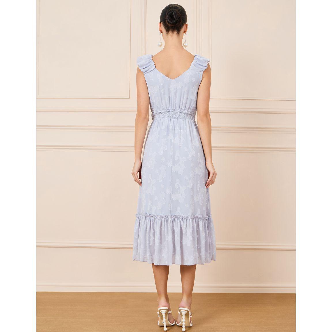 Styli Floral Textured Ruched Sleeve A-Line Midi Dress-women-clothing-dresses-image-4
