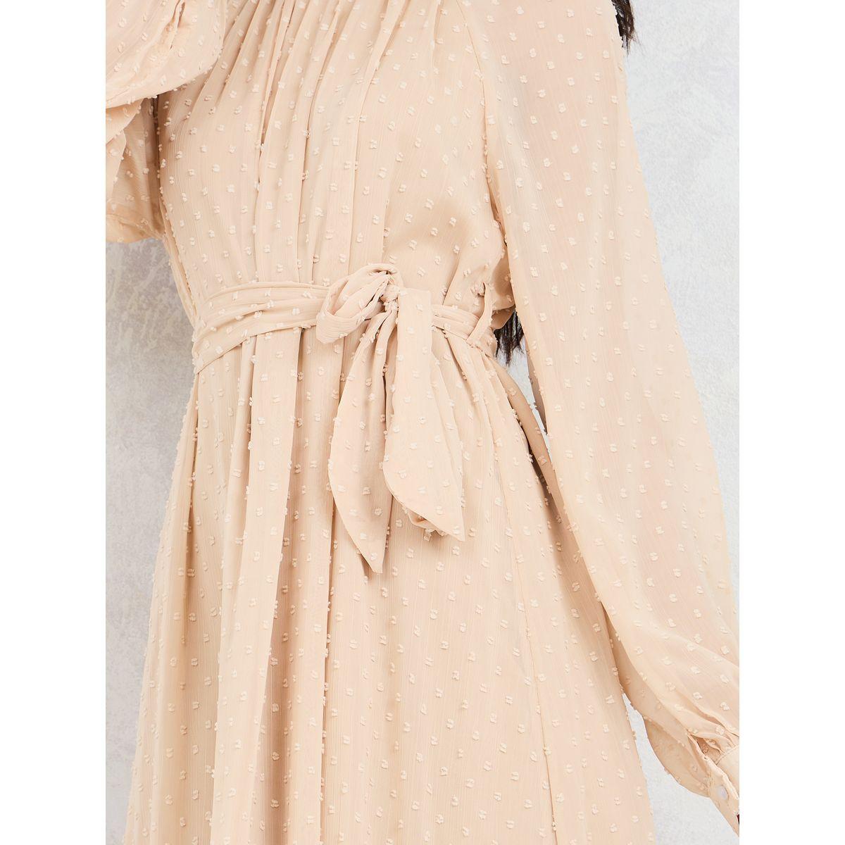 فستان ميدي بحافة واسعة وياقة عالية-women-clothing-dresses-image-3