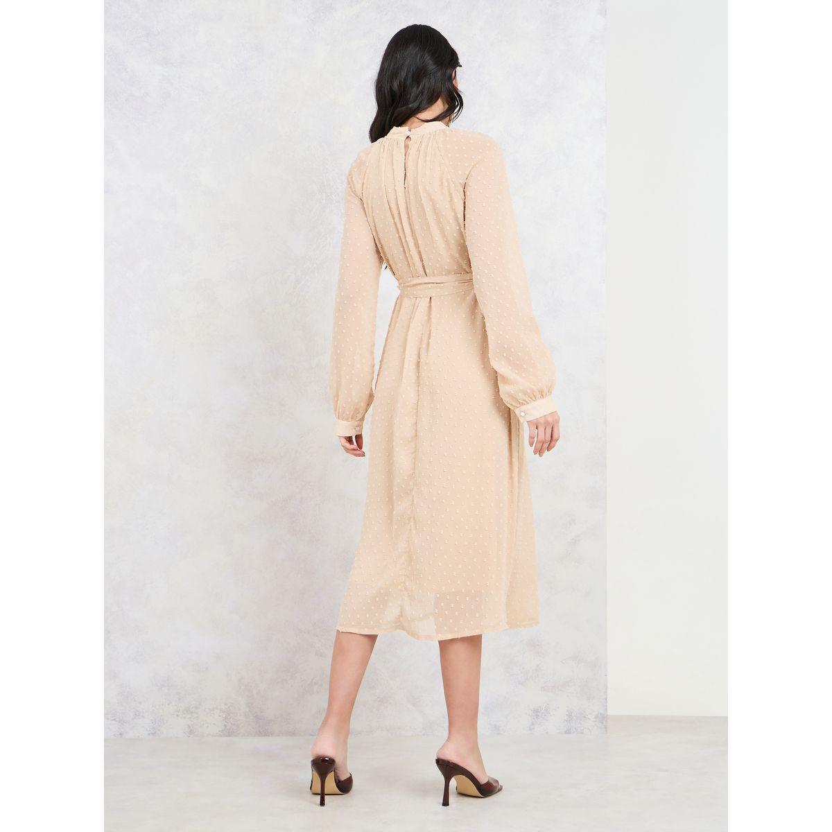 Styli Dobby High Neck A-Line Midi Dress-women-clothing-dresses-image-4