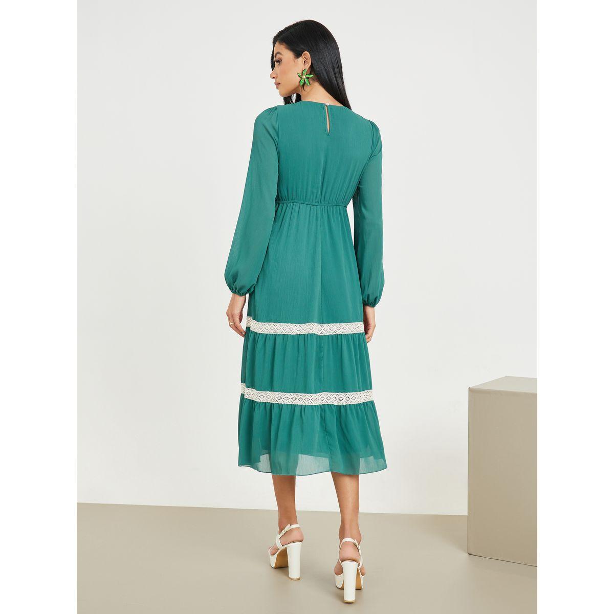 فستان ميدي بكسرات وتفاصيل دانتيل-women-clothing-dresses-image-4