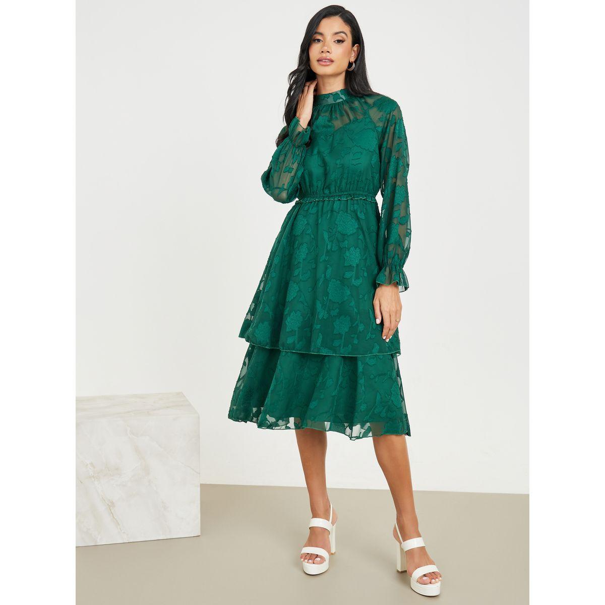فستان ميدي بطبقات وياقة عالية-women-clothing-dresses-image-1