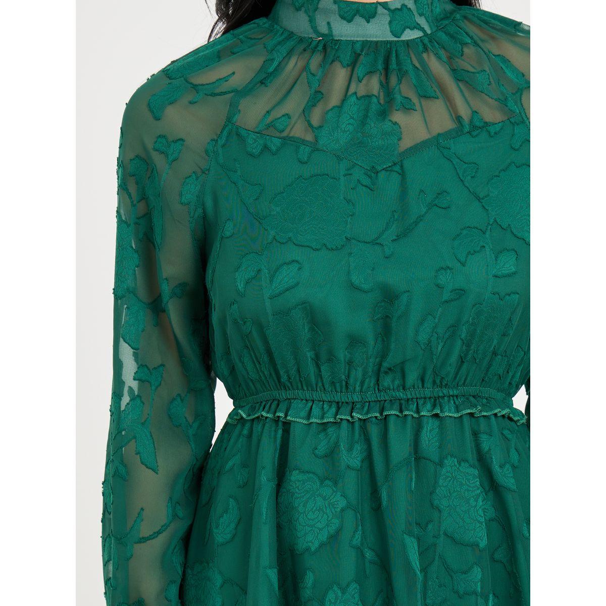 Styli Burnout Texture High Neck Layered A-Line Midi Dress-women-clothing-dresses-image-3