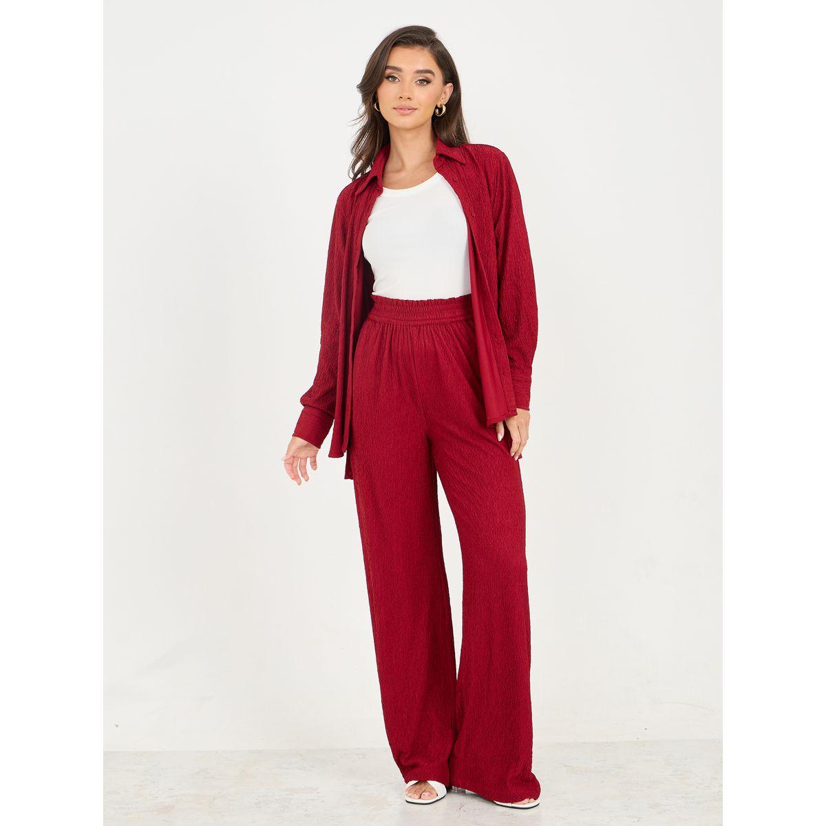 Styli Textured Regular Fit Shirt and Straight Leg Pant Set-women-clothing-coordsets-image-1