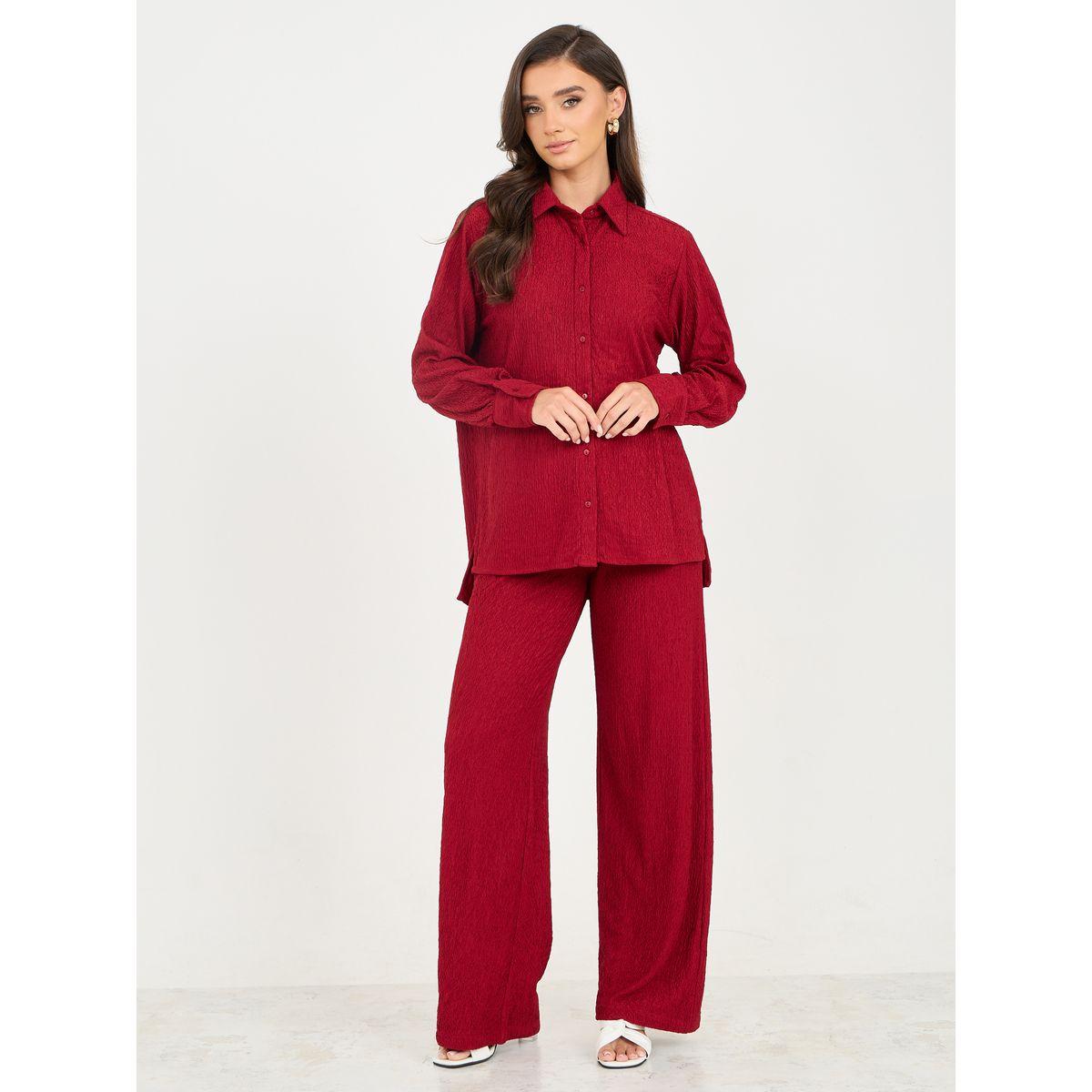 Styli Textured Regular Fit Shirt and Straight Leg Pant Set-women-clothing-coordsets-image-2