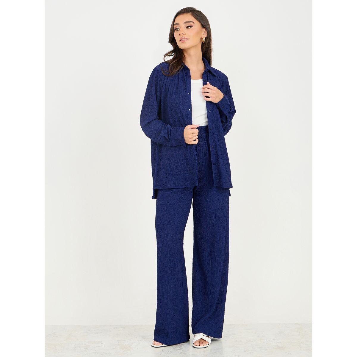 Styli Textured Regular Fit Shirt and Straight Leg Pant Set-women-clothing-coordsets-image-1