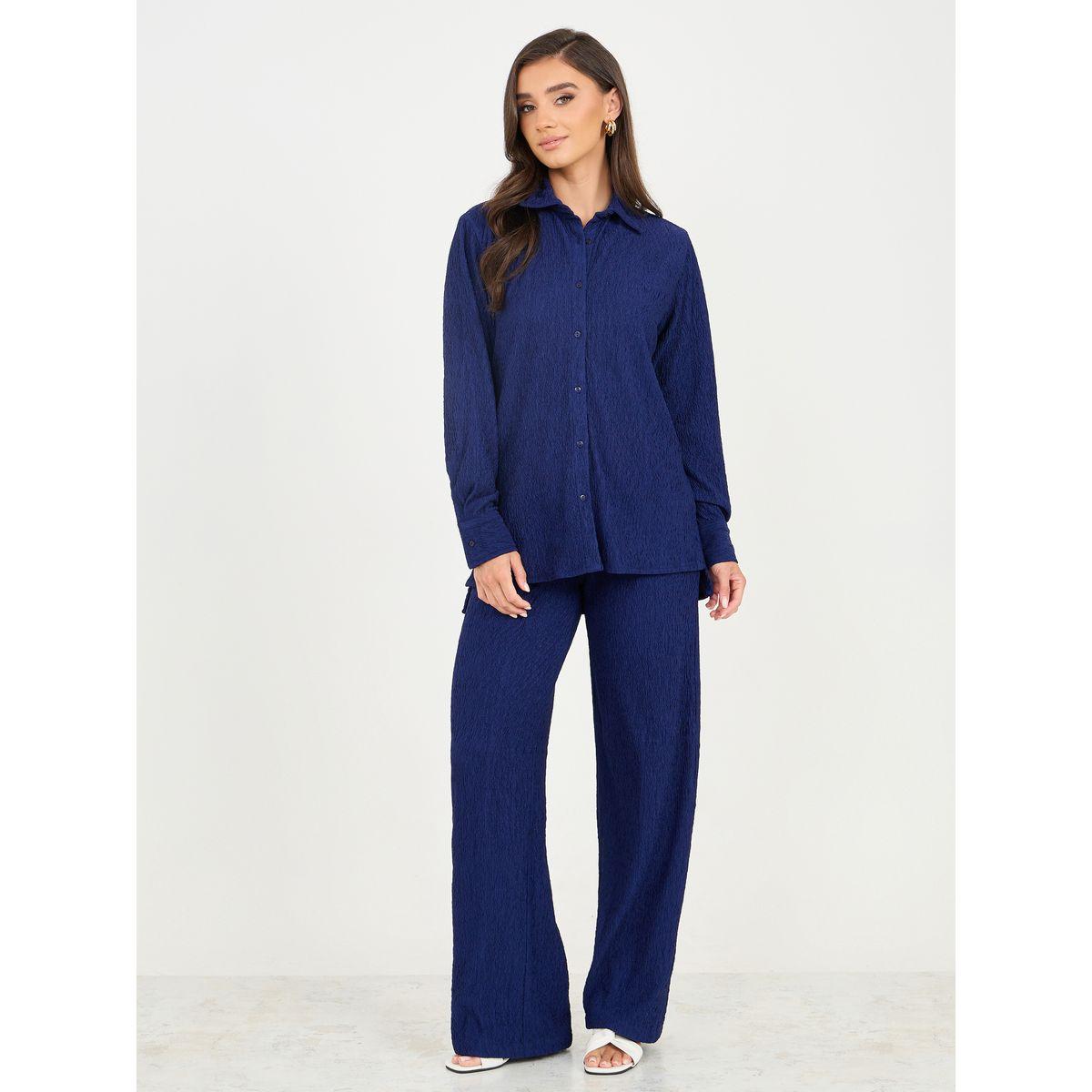 Styli Textured Regular Fit Shirt and Straight Leg Pant Set-women-clothing-coordsets-image-2