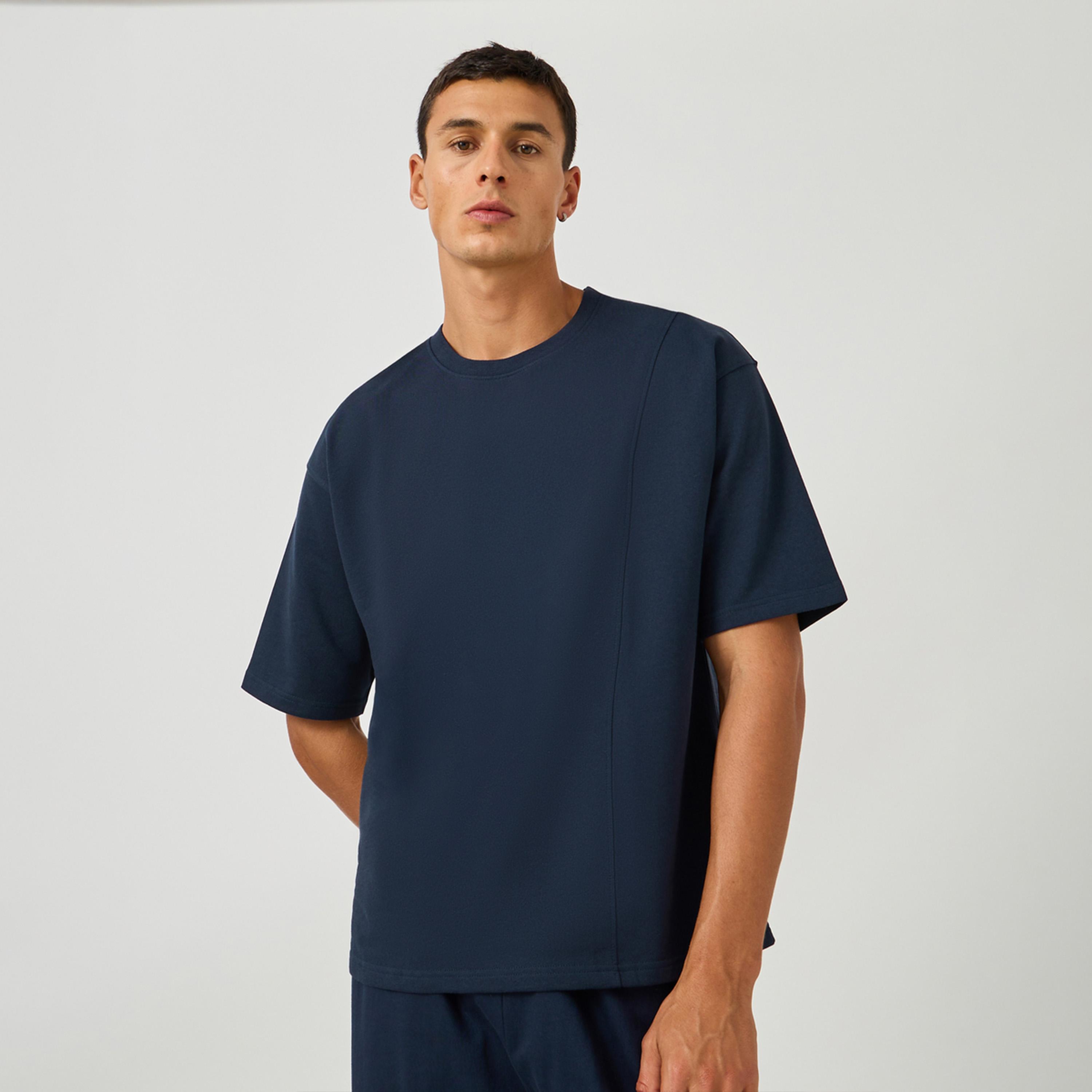Styli Oversized Panel Detail Terry T-Shirt-men-clothing-tshirtsandpolos-tshirts-image-1