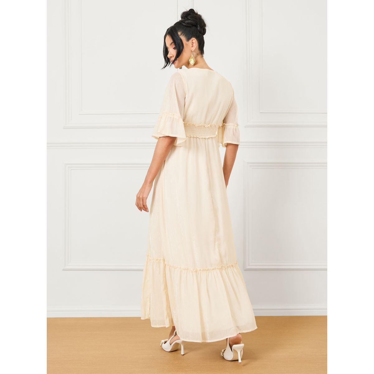 Styli Smocked Waist Ruffle Detail A-Line Maxi Dress with Side Slit-women-clothing-dresses-image-5