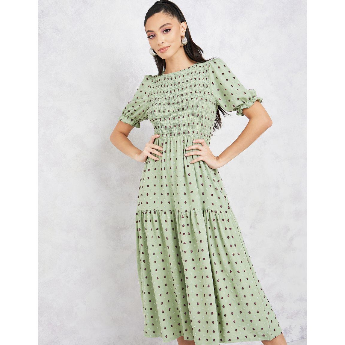 فستان ميدي مطبع بنقاط بولكا-women-clothing-dresses-image-2