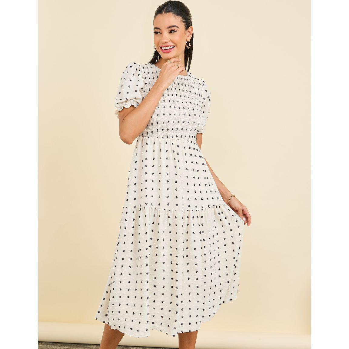 فستان ميدي بتفاصيل مزموم وحافة واسعة-women-clothing-dresses-image-2
