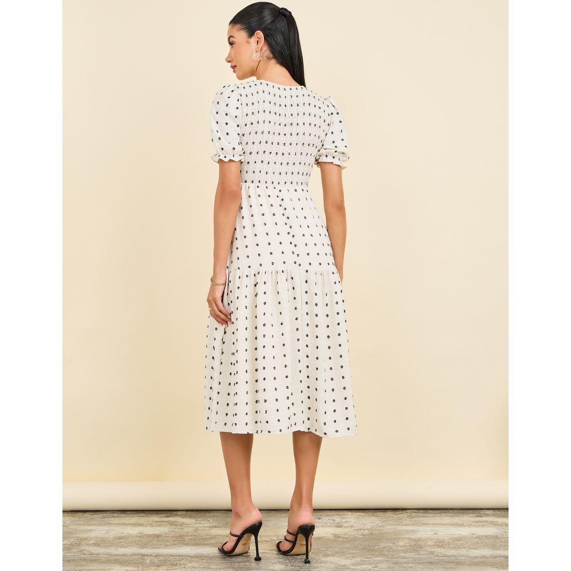 فستان ميدي بتفاصيل مزموم وحافة واسعة-women-clothing-dresses-image-4