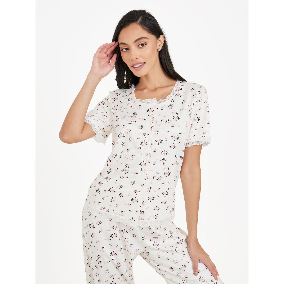 Styli Unwind Ribbed AOP Lace Trim Shirt and Pyjama Set-women-clothing-nightwear-pyjamas-longsets-image-3
