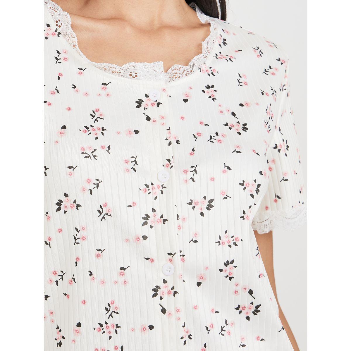 Styli Unwind Ribbed AOP Lace Trim Shirt and Pyjama Set-women-clothing-nightwear-pyjamas-longsets-image-4