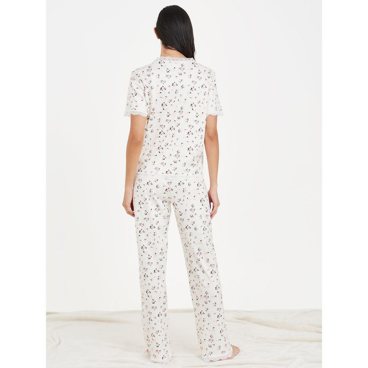 Styli Unwind Ribbed AOP Lace Trim Shirt and Pyjama Set-women-clothing-nightwear-pyjamas-longsets-image-5