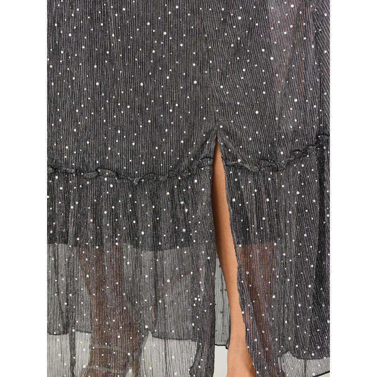 Styli Spot Print Mesh A-Line Maxi Dress with Front Slit-women-clothing-dresses-image-3