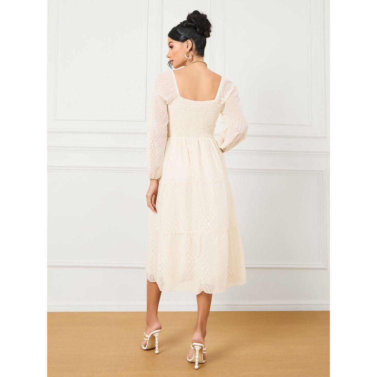 Styli Dobby Textured Sheer Sleeves Tiered Midi Dress-women-clothing-dresses-image-4